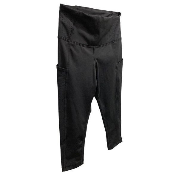 XS Brooks Women's New Black 1/2 Crop Tight High Waist Compression Leggings - Picture 4 of 13